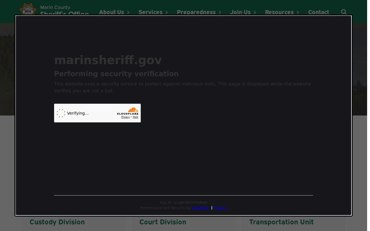 Marin County Jail release records Detention Bureau source