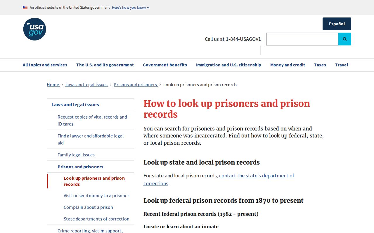 Marin County VINELink release check federal prisoner records reconciliation